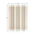 Striped woven throw with fringe.
