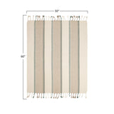 Striped woven throw with fringe.
