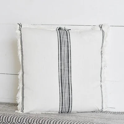 Black/White Stripe Pillow w/fringe