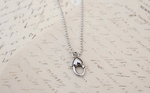 Heart Lobster Claw Charm Necklace
