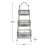 Metal & Rattan 3 Tier Basket Stand