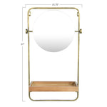 Metal Wall Mirror w/Wood Shelf