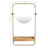 Metal Wall Mirror w/Wood Shelf