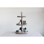 Oval Beaded Wood 3 Tier Tray