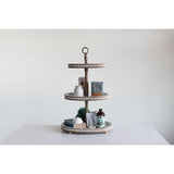 Oval Beaded Wood 3 Tier Tray