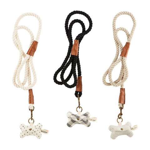 Cotton Rope Leash w/Leather detail & Pouch