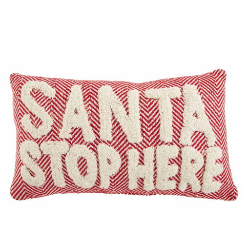 Santa Stop Here Herringbone Pillow