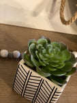 Chevron Tribal Faux Succulent Ceramic Pot 4”h
