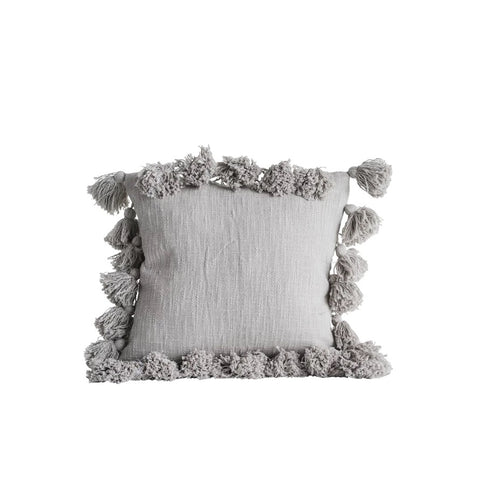 Grey Pillow w/Tassels