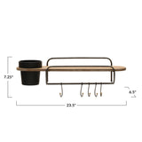 Wall Shelf w/Planter 5 Hooks