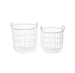 Large Modern Brass  & White Metal Basket