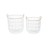 Large Modern Brass  & White Metal Basket