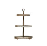 Oval Beaded Wood 3 Tier Tray